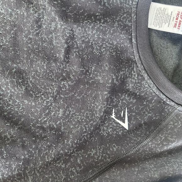 Gymshark Adapt Fleck Seamless Crop Top Long Sleeve Large Mineral/Black NWT - Picture 3 of 10